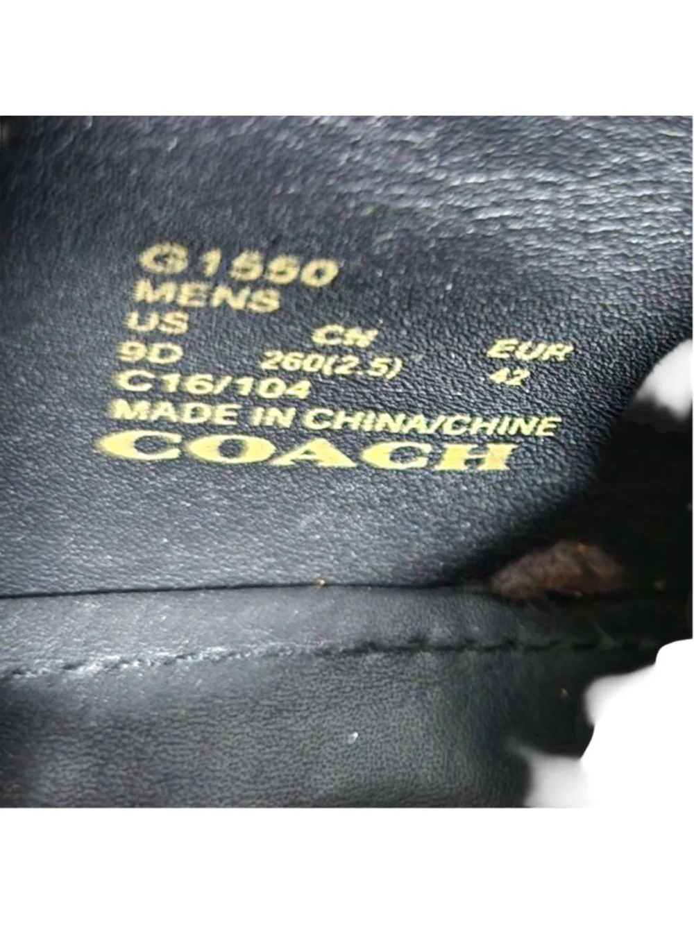 Coach Mens Black Leather Wingtip Oxford Shoes Size 9